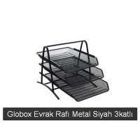 Globox Evrak Rafı Metal Siyah 3katlı