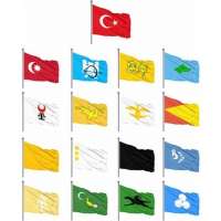Türk Devletleri Bayrak Saten 15x22,5 cm 17 li