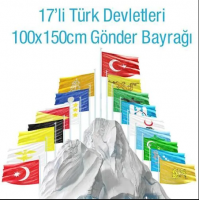 Türk Devletleri bayrak Raşel 100x150 cm 17 li
