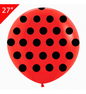 Hazır Baskılı Balon 27'' Kırmızıya Siyah Puanlı Jumbo